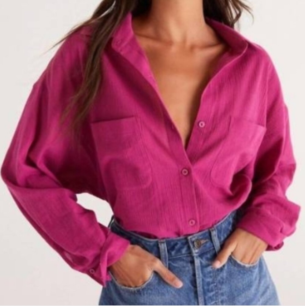 Z Supply Lalo Gauze Linen Top In Sweet Plum | Size XS/S